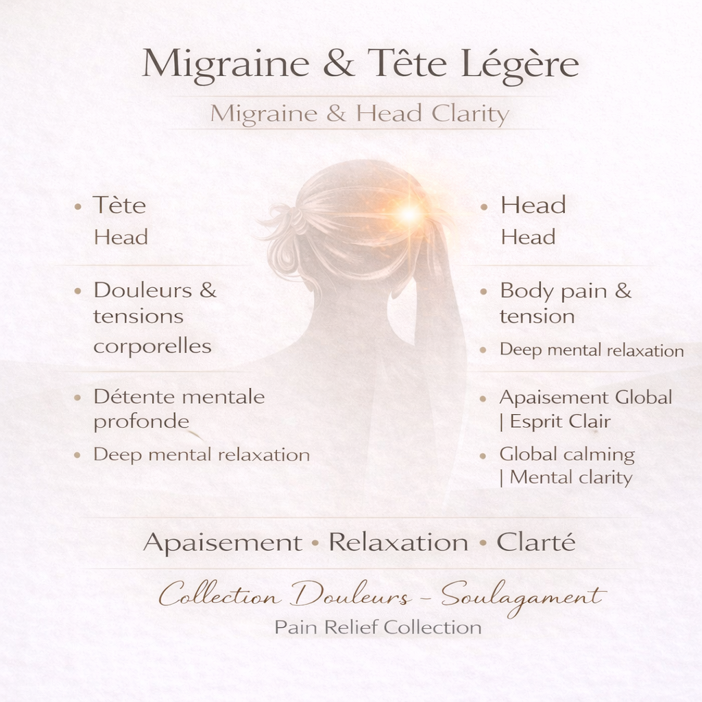 Migraine & Tête Légère – Apaisement Nuque, Stress & Tensions (-20% Coffret Complet)