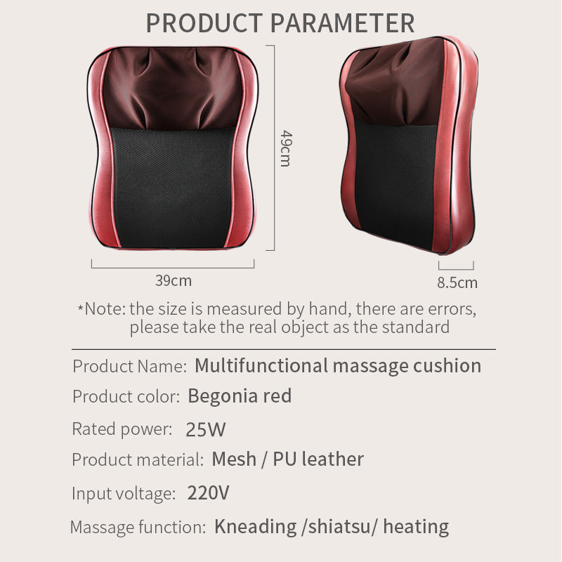 Massage Dos Lombaires Coussin Pétrissage Chaleur Infrarouge
