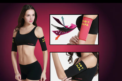 Manchons Sauna Bras Noir Rouge Shapewear Tonifie Peau
