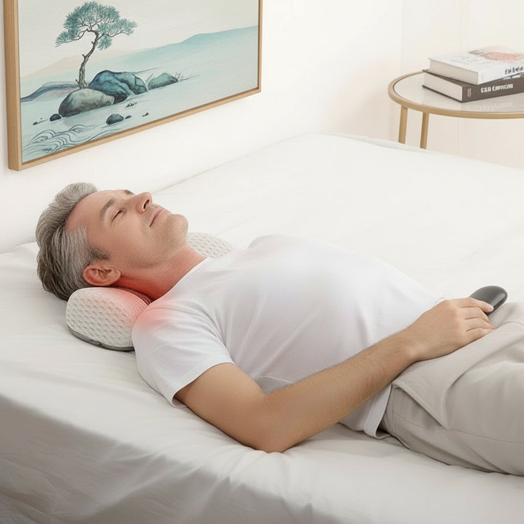 Oreiller Massage Cervical Électrique CerviRelax – Chaleur & Vibrations pour Nuque, Épaules et Sommeil Réparateur