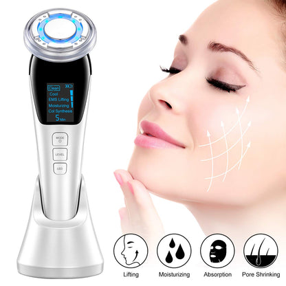 Appareil BeautyPro 5-en-1 beauté facial LED EMS multifonction
