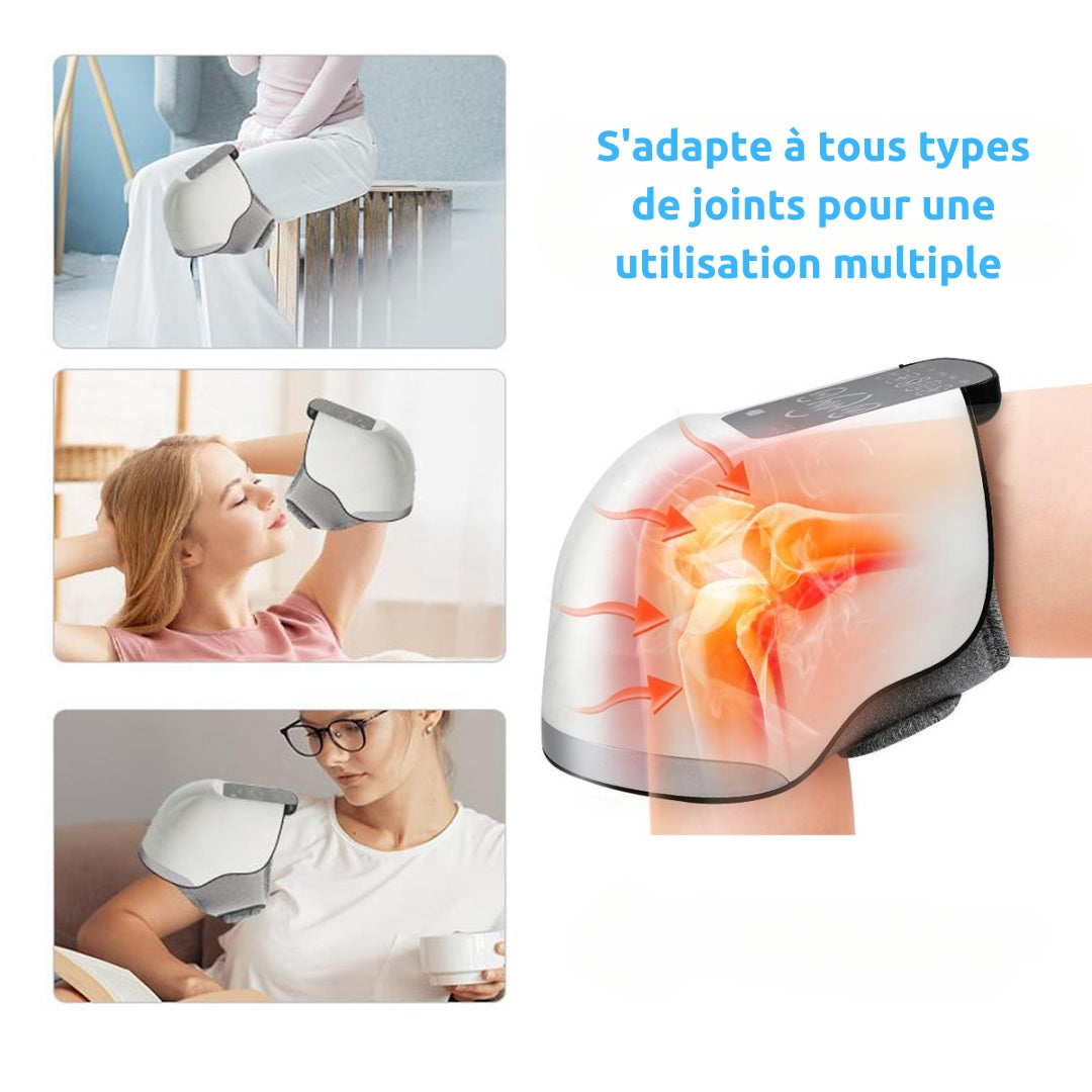 KneeVibe Pro masseur soulagement douleur chaleur portable
