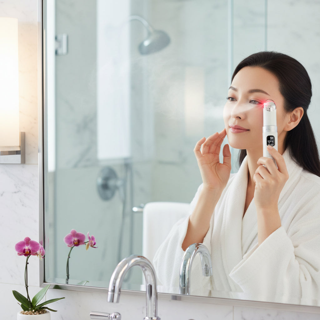 Electric Eye Massager with Vibration, LED Light, Heat, and Anti-Aging Dark Circle Treatment | EyeRevive Pro