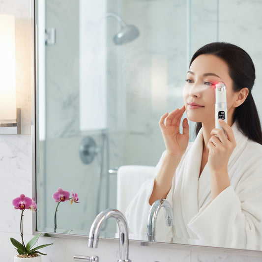 Electric Eye Massager with Vibration, LED Light, Heat, and Anti-Aging Dark Circle Treatment | EyeRevive Pro