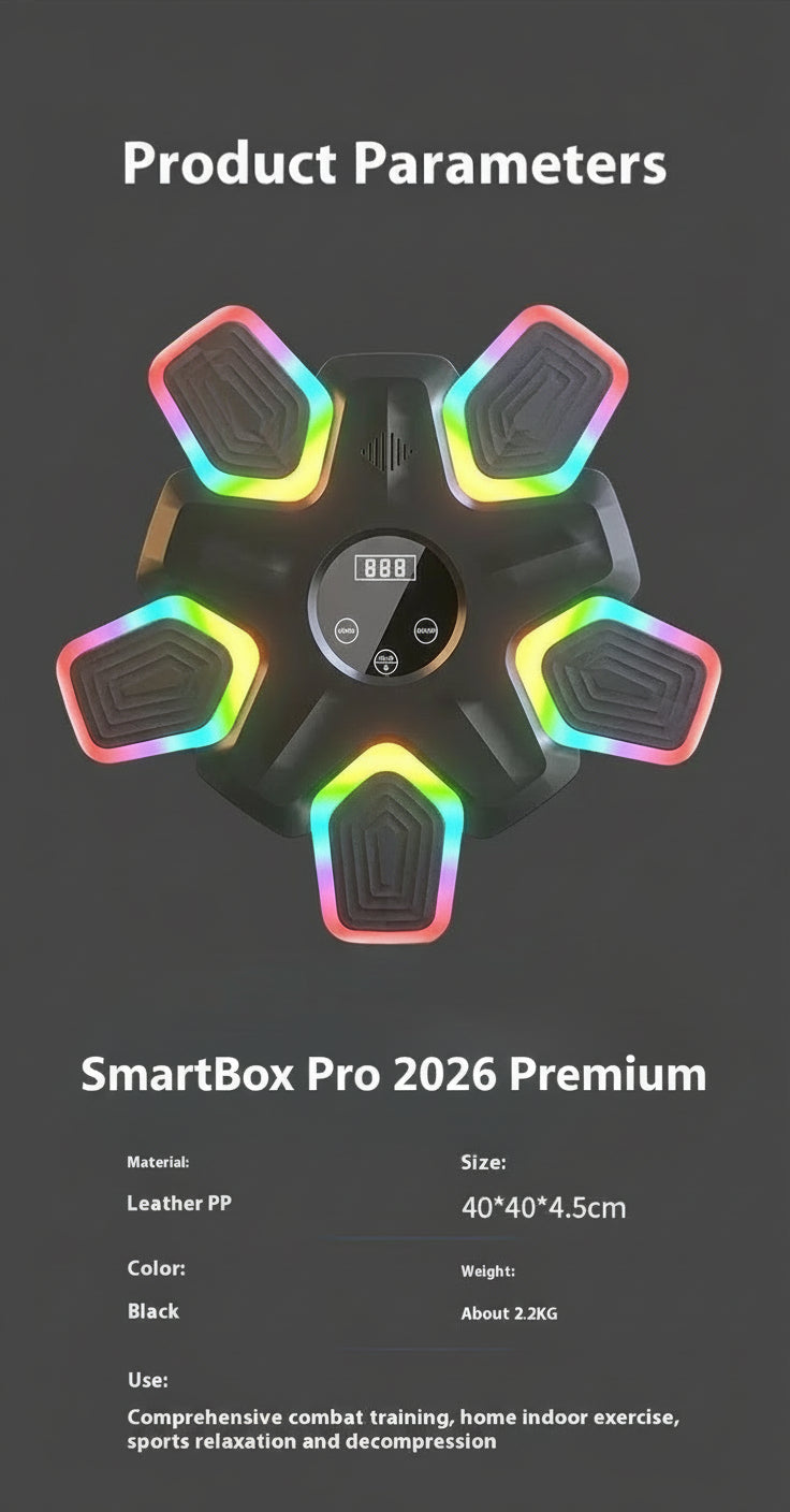SmartBox Pro 2026 Premium – Bluetooth Smart Boxing Machine with LED Lights &amp; Interactive Training