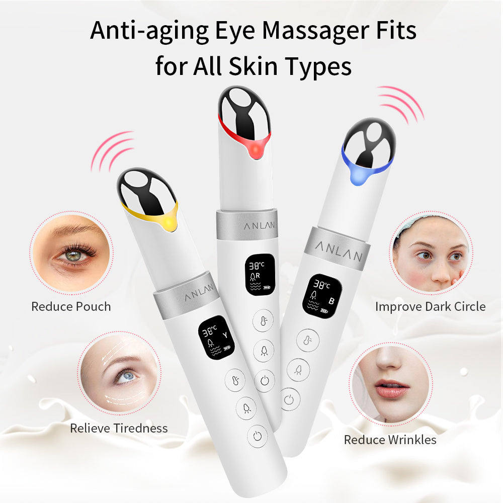 Electric Eye Massager with Vibration, LED Light, Heat, and Anti-Aging Dark Circle Treatment | EyeRevive Pro